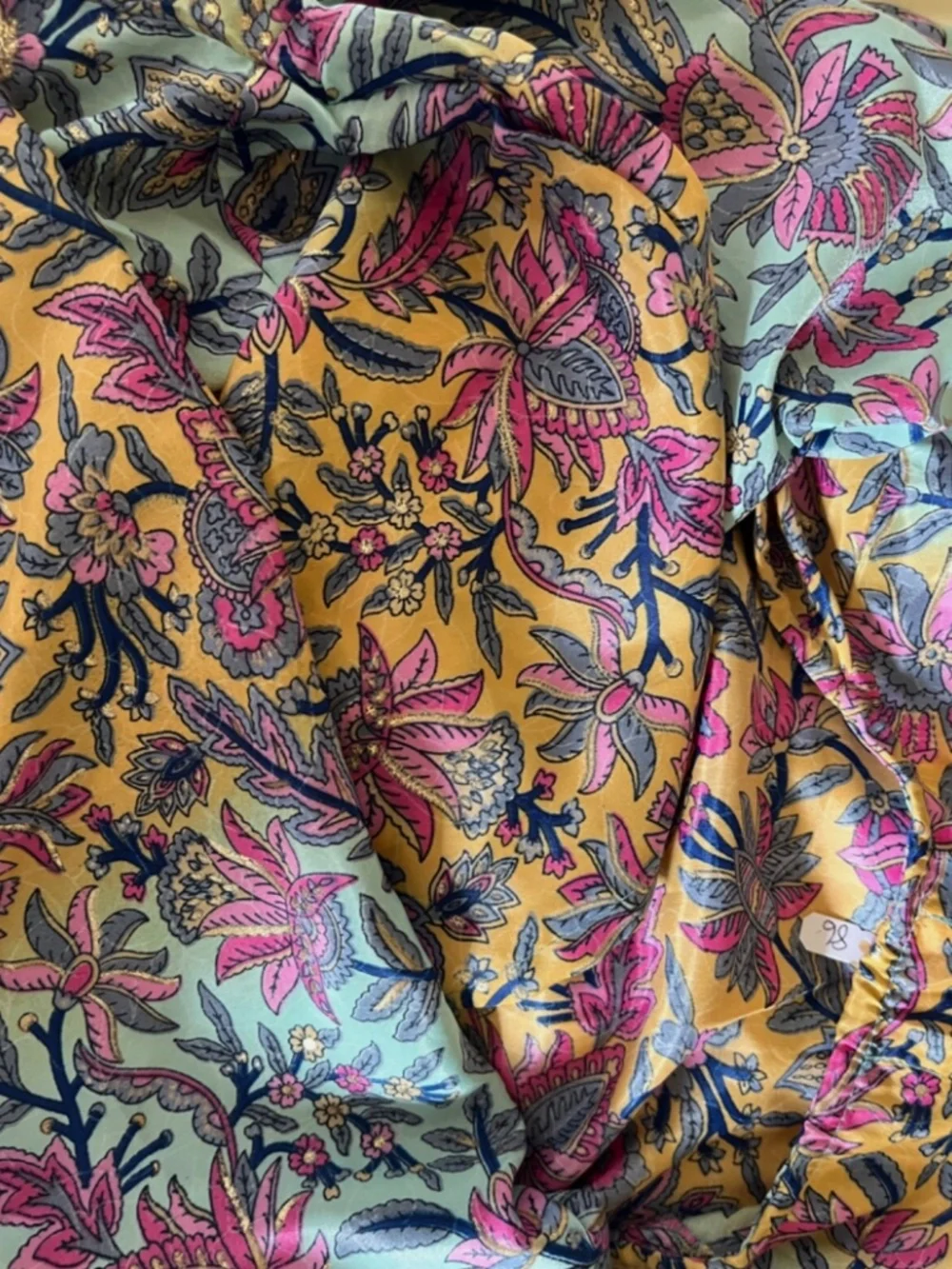 Cienna Design Silk Blend Kimono Caitlyn Duster Beach Cover-Up Gold Leaf